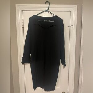 Karl Lagerfeld Paris Black Long-Sleeve Polo Knit Dress Size XL